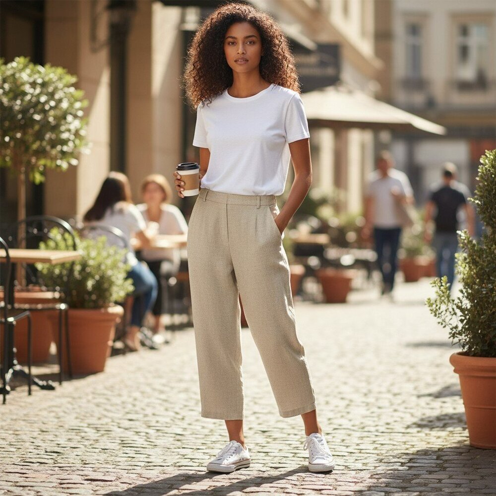 Chico's Beige Cropped Straight-Leg Capris